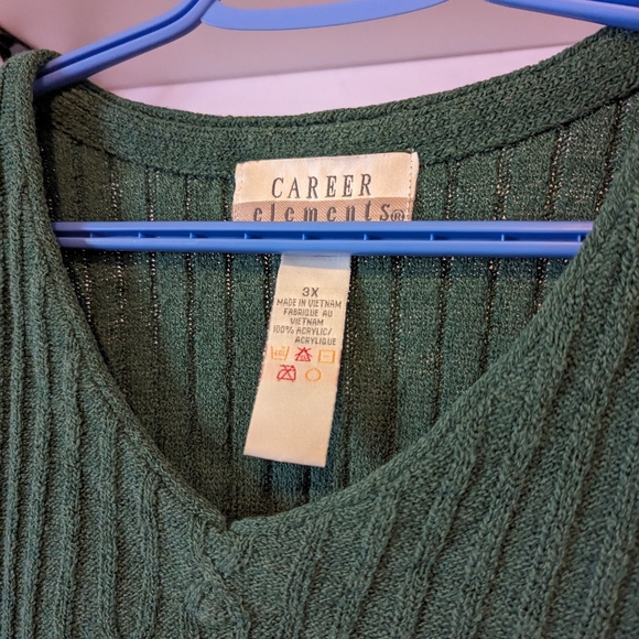 Green ribbed knit sweater in 3x - Picture 3 of 4